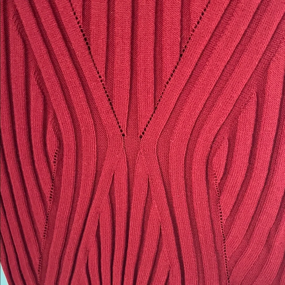 Red Ribbed Long Sleeve Sweater - Picture 5 of 6